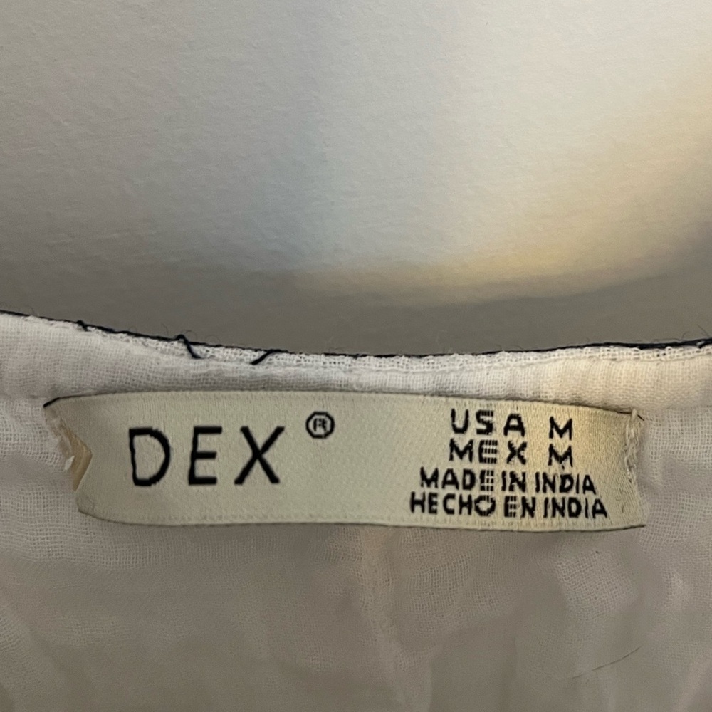 Dex White and Blue Embroidered beaded Sun Dress size medium - Picture 6 of 7